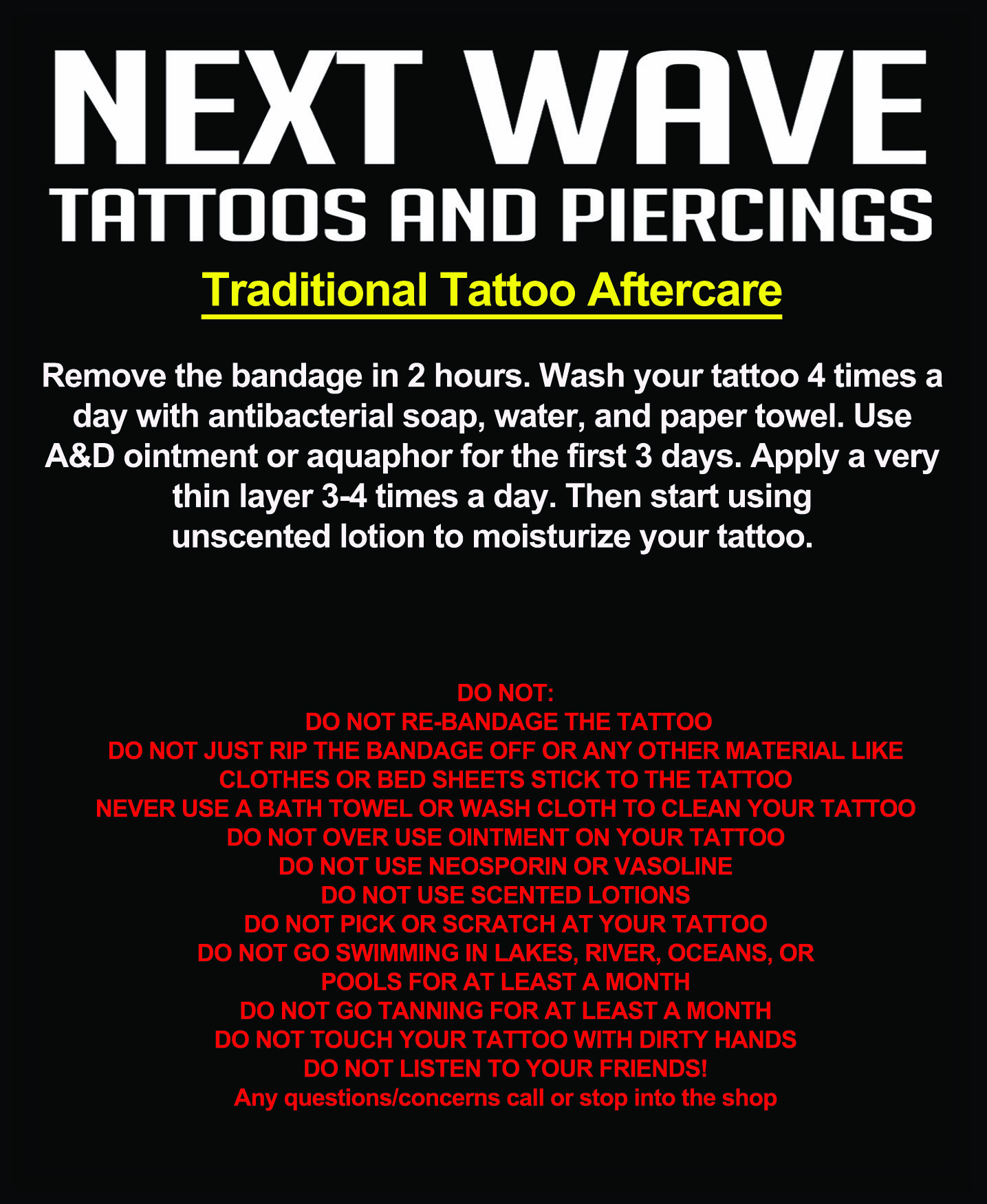 Traditional tattoo aftercare