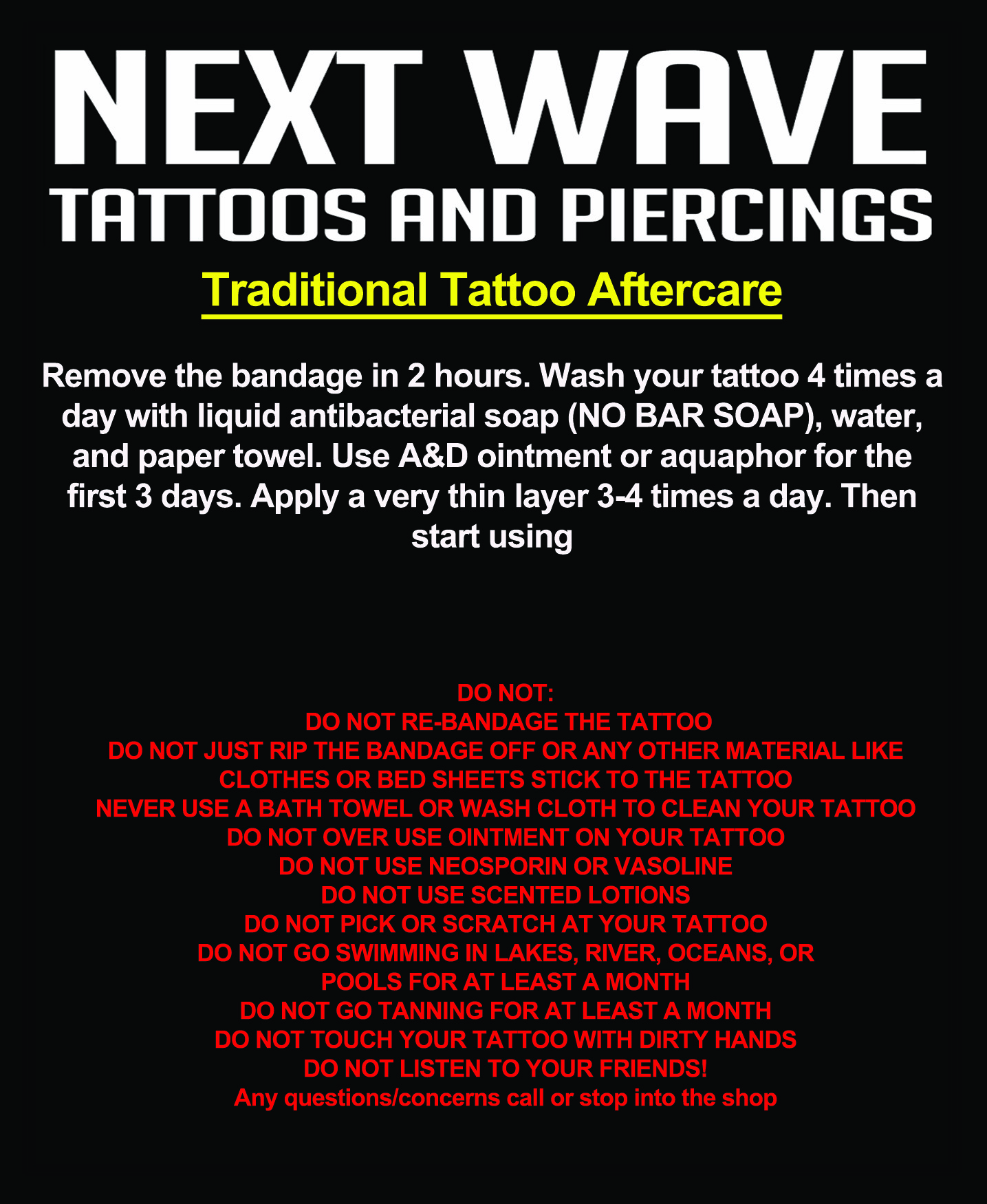 Traditional tattoo aftercare